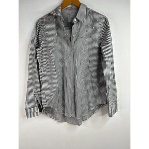 Rails Shirt Top Womens Sz S Black White Striped Button-Up Beaded